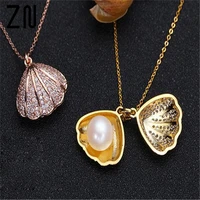 zn fashion 2021 necklaces pendants for women freshwater pearl shell pendant choker necklace women statement pendant gift