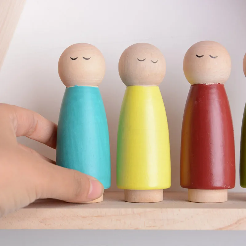 8 шт. детские игрушки деревянные блоки существ милые DIY колышки для кукол