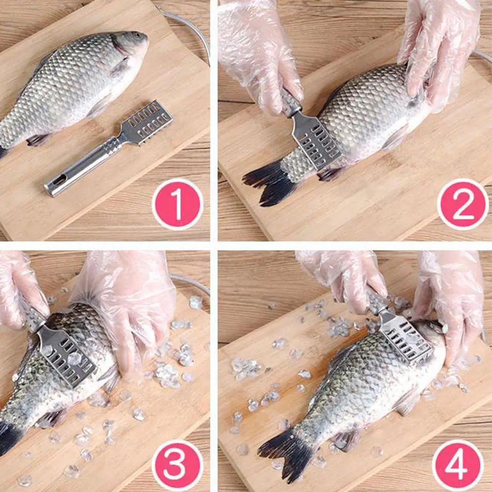 MeterMall Stainless Steel Fish Scale Remover Cleaner Scraper Kitchen Peeler Tool Scraping Scales Device Gadgets | Дом и сад