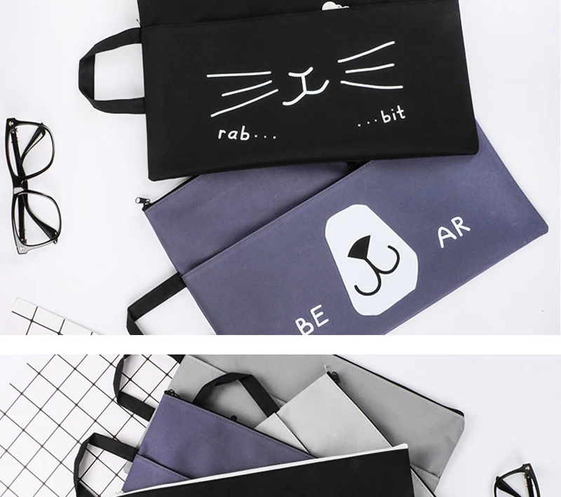 A4 Kawaii Cat Oxford папка для файлов, 3 цвета, Большая Сумка для документов, офисные канцелярские принадлежности, деловой портфель, бумажный органайзер для хранения, сумка