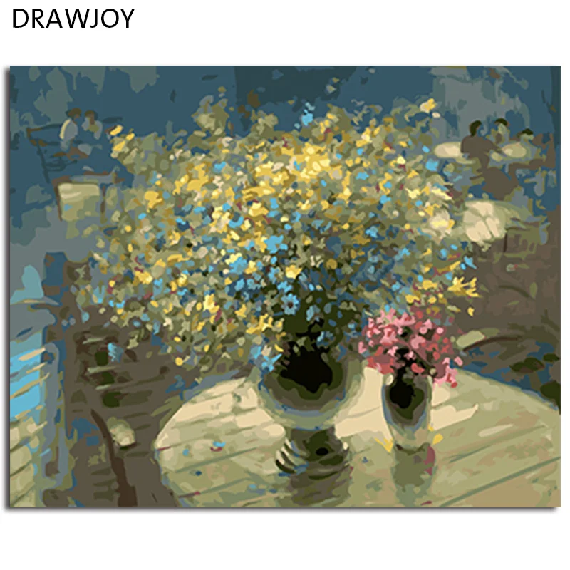 DRAWJOY масляная краска в рамке Сделай Сам краска по номерам Раскраска по номерам цветок украшение дома краска для рисования и каллиграфии