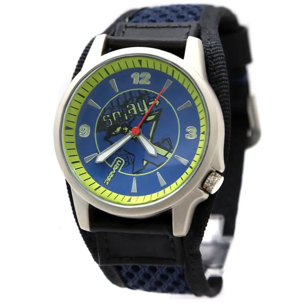 Новые очень модные тканевые/холщовые часы с синим циферблатом черные круглые