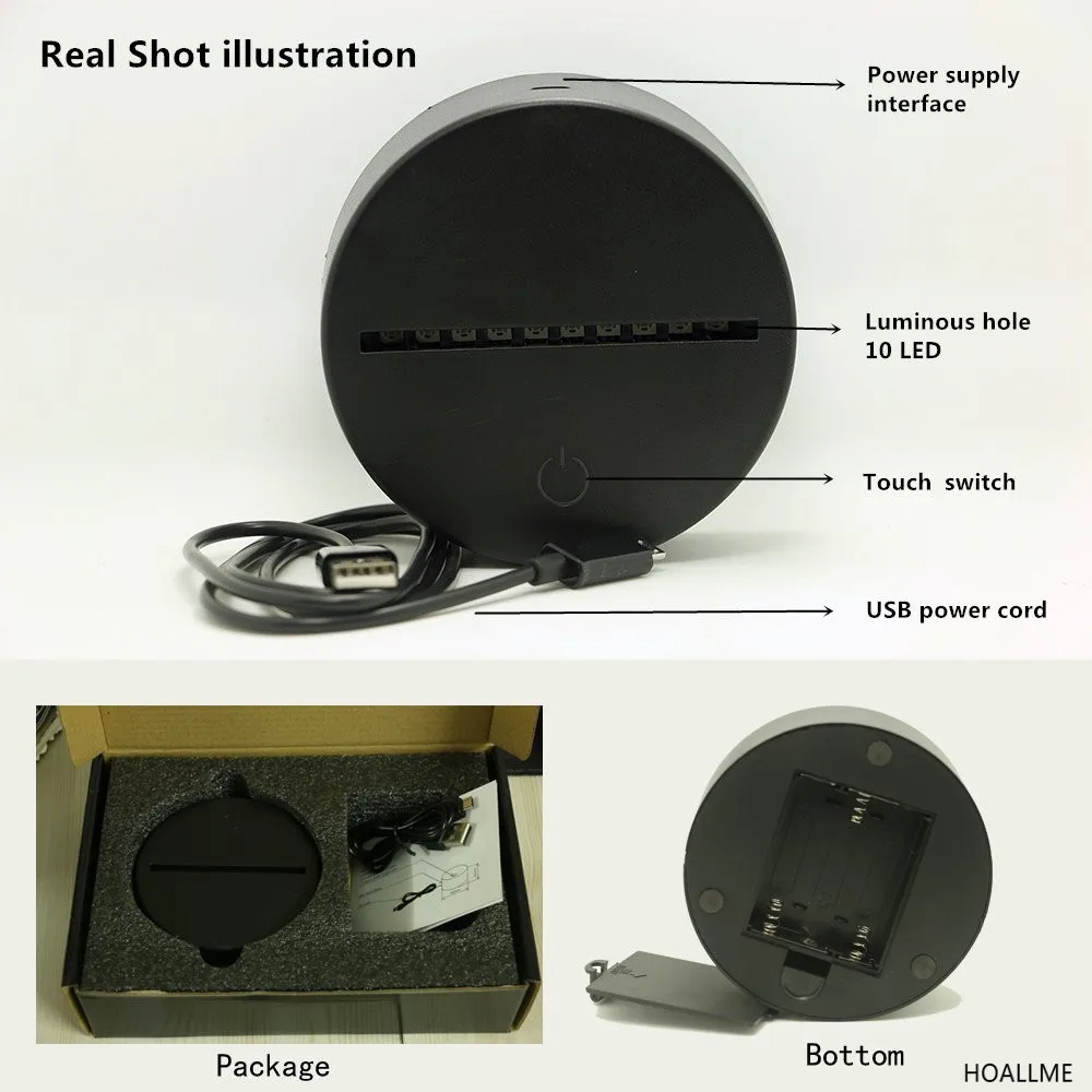 7-цветная лампа в виде совы 3D визуальные Светодиодные ночные светильники для