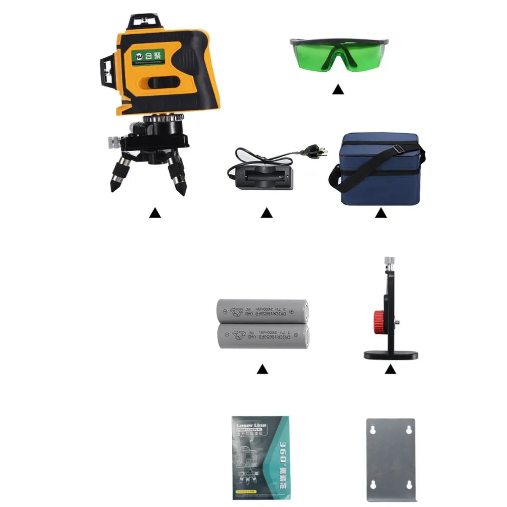 12Lines 3D Laser Level Range Finder Self-Leveling 360 Horizontal And Vertical Cross Super Powerful Green Beam Line | Инструменты