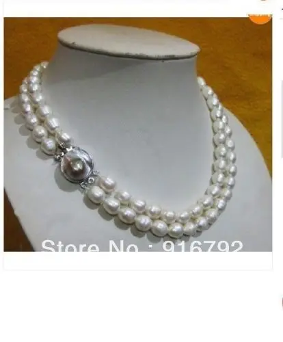 

free P&P >>>>>2row 10-12 mm natural white pearl necklace