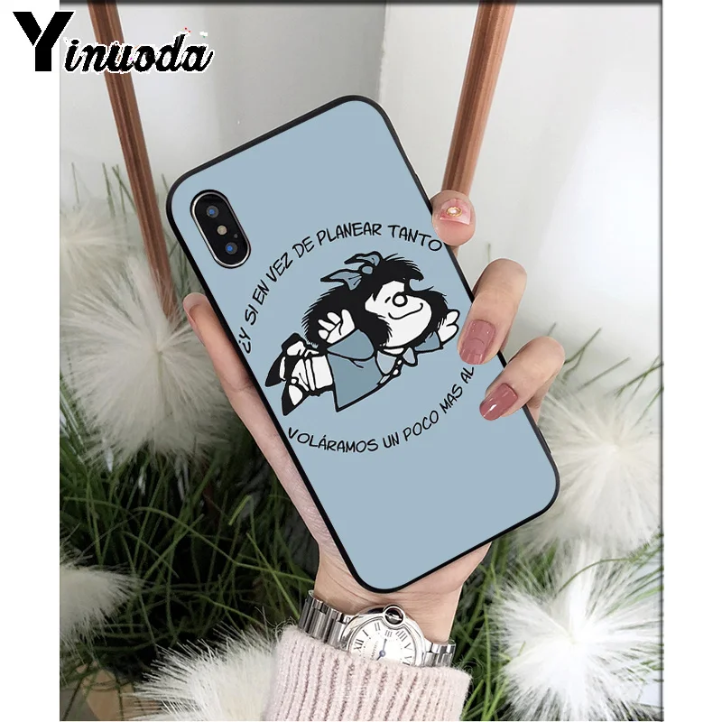 A2 Yinuoda Argentina Quino Mafalda Girl TPU мягкие Аксессуары для телефонов Чехол для iPhone 5 5Sx 6 7 7plus 8 8Plus X XS MAX XR - Цвет: A2