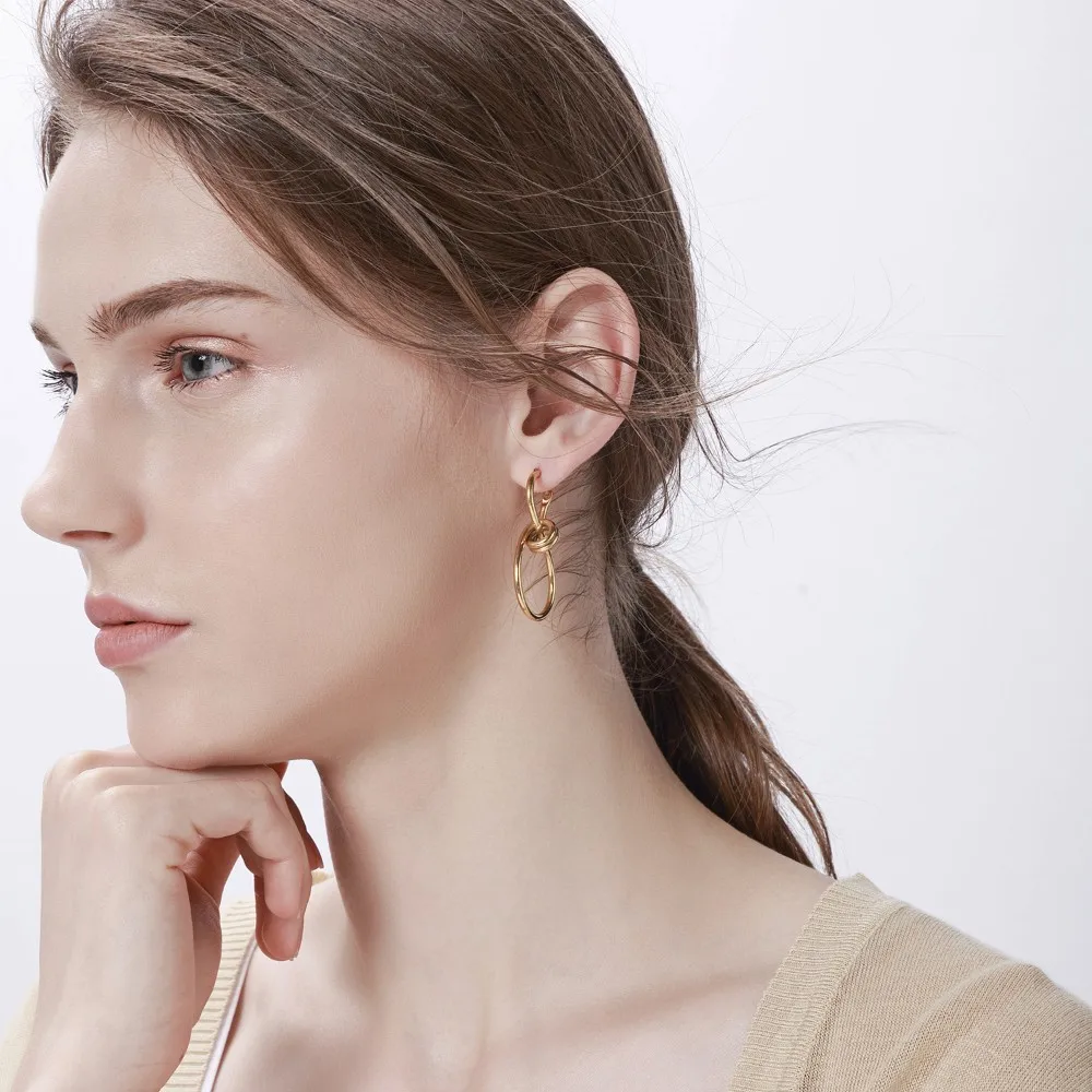 Женские серьги-гвоздики Twist Infinity из нержавеющей стали, стильные модные женские ювелирные изделия