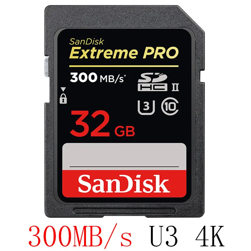 32GB Карта памяти SanDisk Extreme Pro 32 64 128 ГБ U3 4K класс 10, SD карта 32 Гб 128 Гб 64 Гб 300 м, флеш-карта SD карта памяти SD SDXC SDHC - Емкость: 32GB