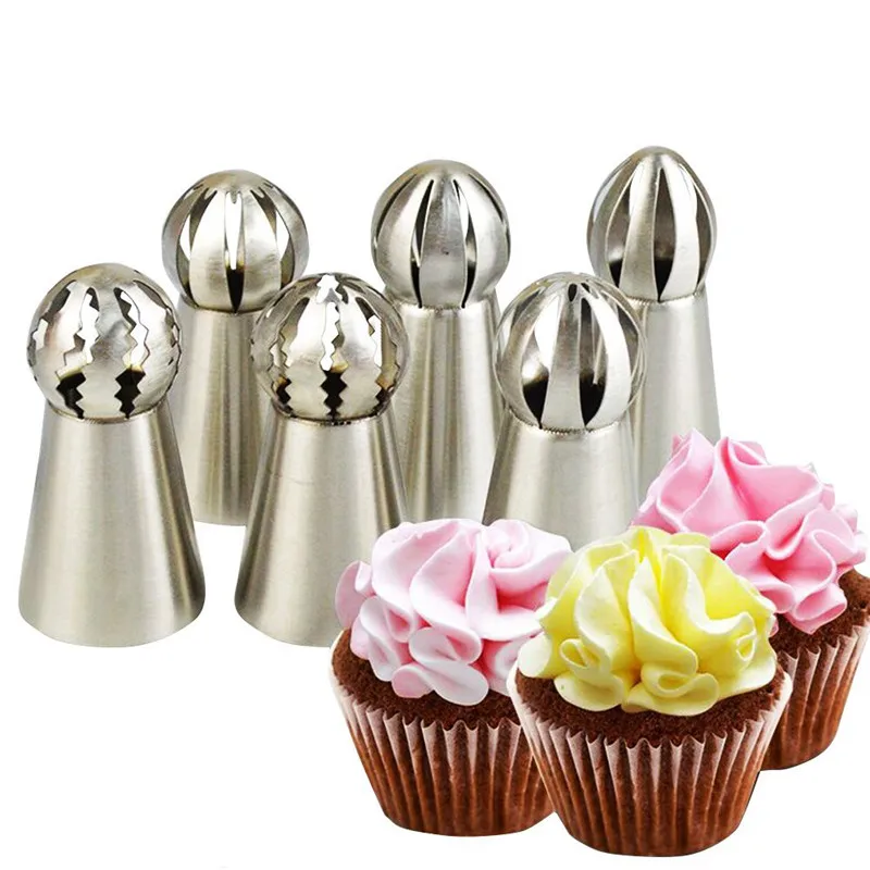 6pcs/set New Decorating Tip Set Flower Ball Icing Cream Piping Nozzles Tips Pastry Cupcake Sugarcraft Cake Tools | Дом и сад