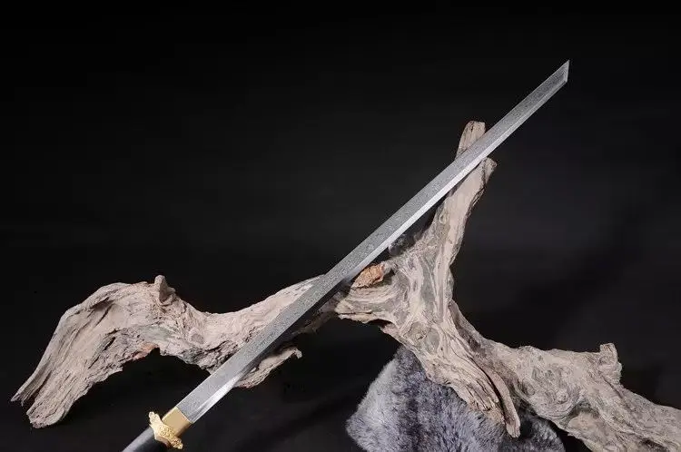 

39' DAMASCUS FOLDED STEEL ROSEWOOD BLACK SAYA HANDMADE FULL TANG SWORD