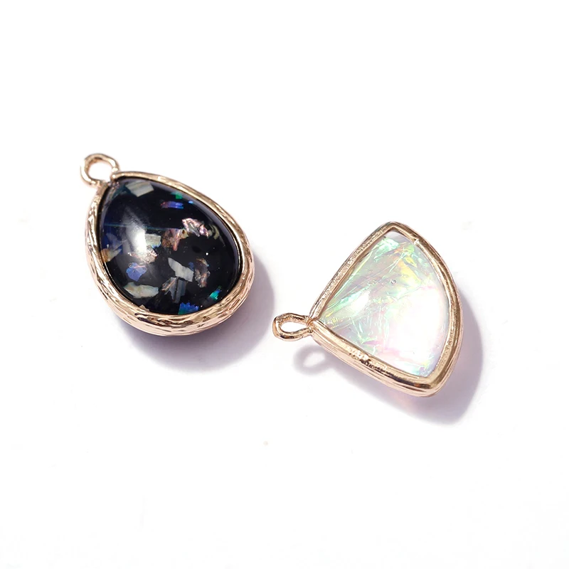 

Shell Drop Oil Magic Color Pendant Alloy DIY Handmade Earrings Making Accessories Jewelry Finding Material 4pcs