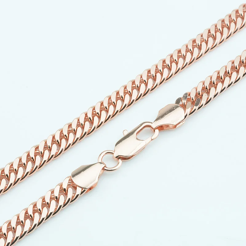 Массивное ожерелье 8 мм для мужчин и женщин цвета розового золота кубинская