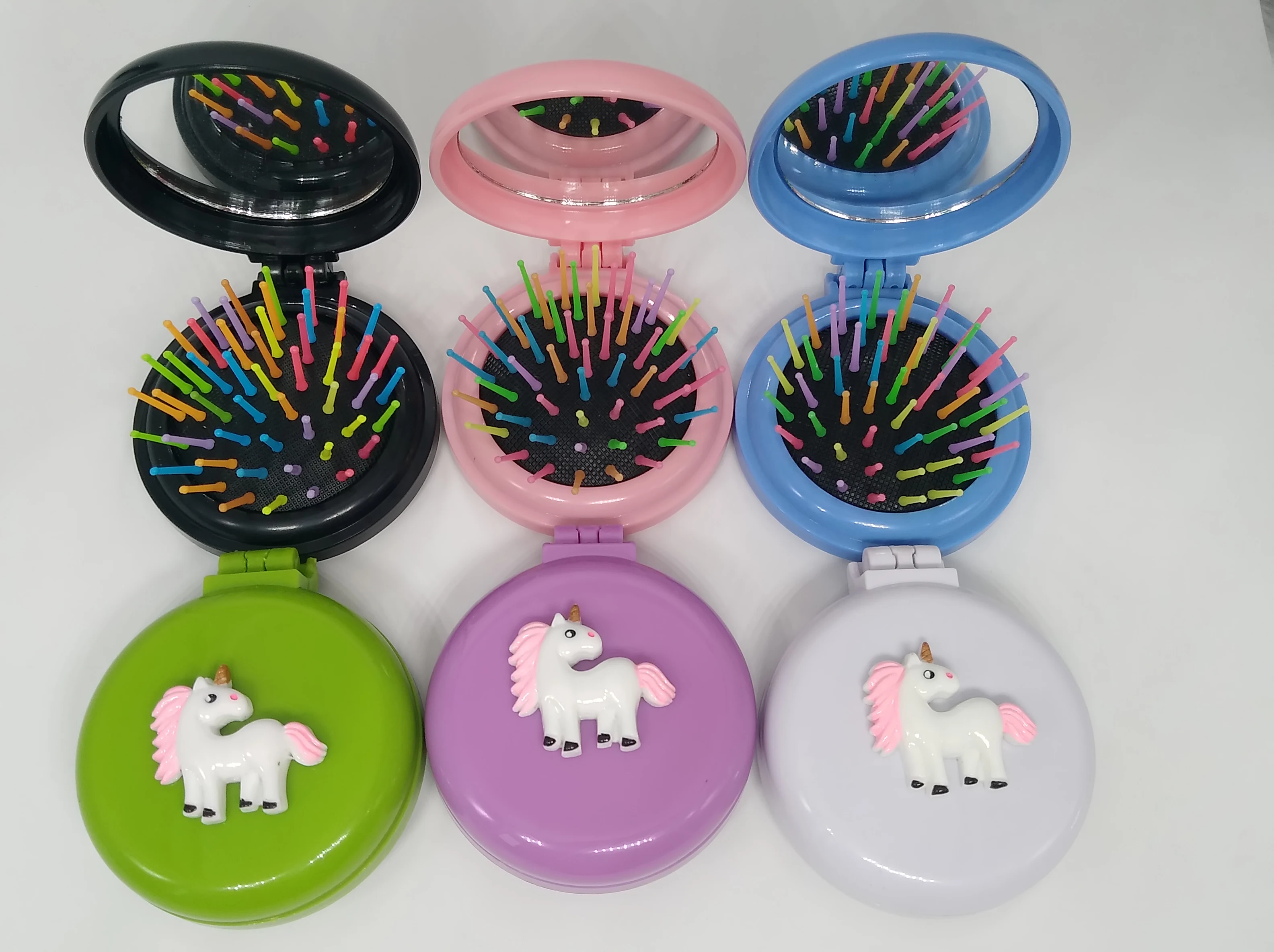 Складная мини Расческа Hello KT Unicorn для девочек массажная круглая дорожная Щетка