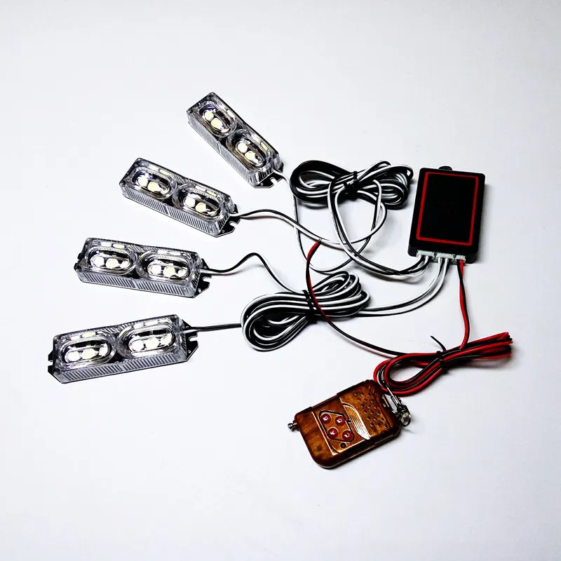 1 Набор 4 в беспроводной дистанционный пульт 4X 6LEd 12V автомобиль Предупреждение