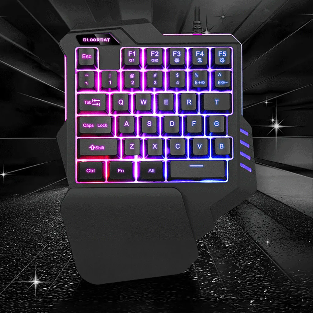 Игровая клавиатура с RGB подсветкой 35 клавиш эргономичные Одноручные клавиатуры