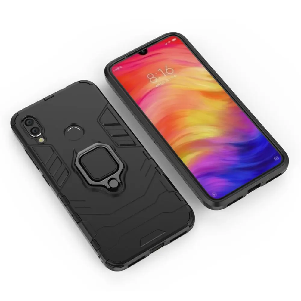 shockproof 360 Degree Rotation Ring Holder Kickstand Hybrid Armor Protective Case for Xiaomi Redmi Note 7 | Мобильные телефоны и