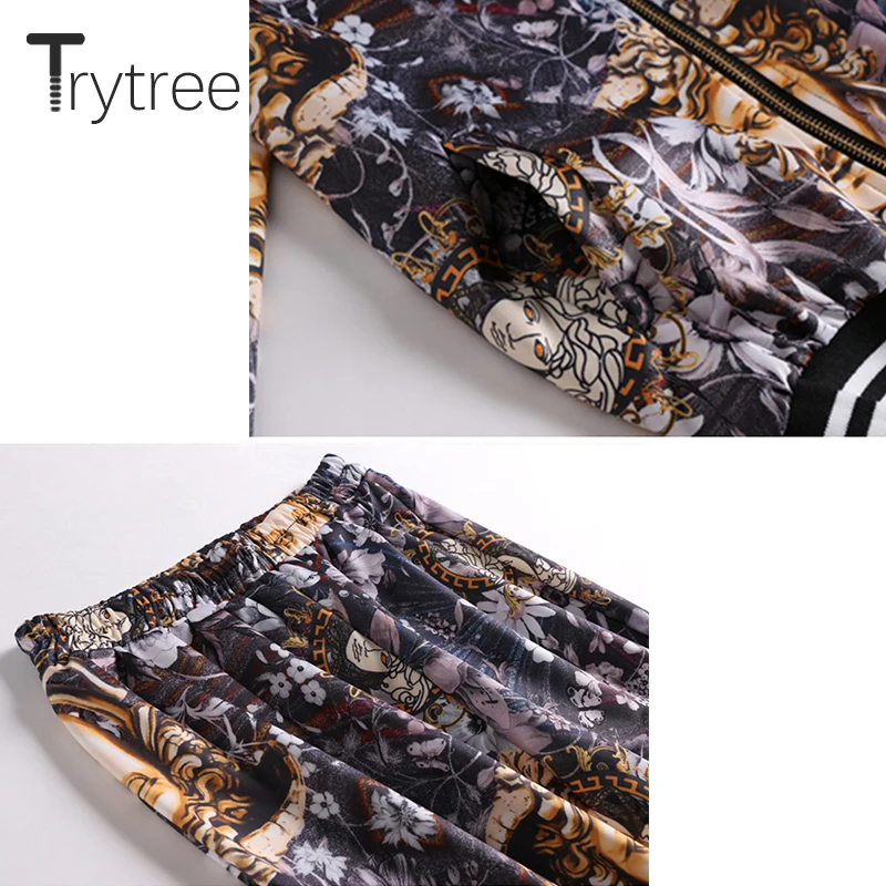 Trytree осенний Женский комплект из двух предметов с принтом Тонкий Повседневный