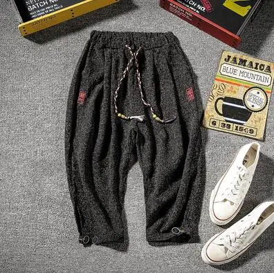 Black KUANGNAN укороченные брюки мужские джоггеры уличная одежда Спортивные штаны 5XL брюки мужские штаны хип-хоп шаровары мужские брюки Новинка - Цвет: Black