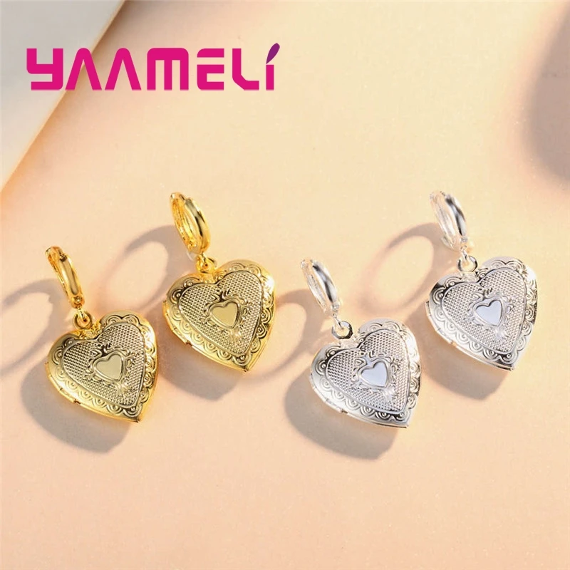 

New Fashion Women Heart Shape Earrings For Wedding Engagement Party Jewelry Big Promotion 925 Sterling Silver Drop Earrings