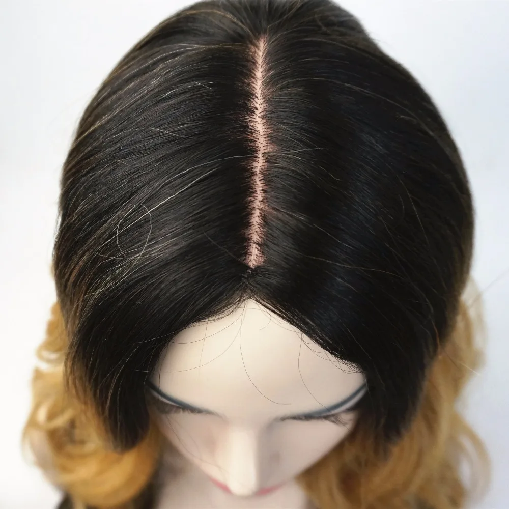 StrongBeauty женские Ombre парики синтетический натуральный длинные волнистые коричневый/Блонд выделяет Полный парик волос