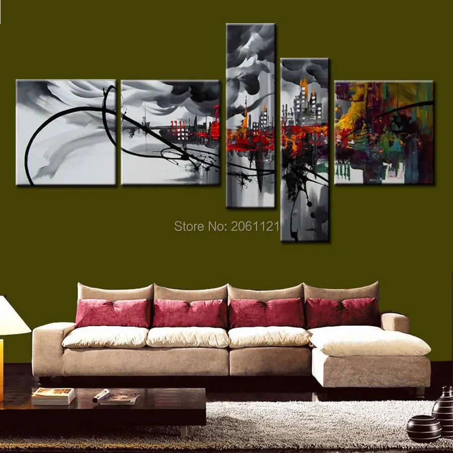 Абстрактная Картина на холсте абстрактная картина маслом Черный Серый Настенный