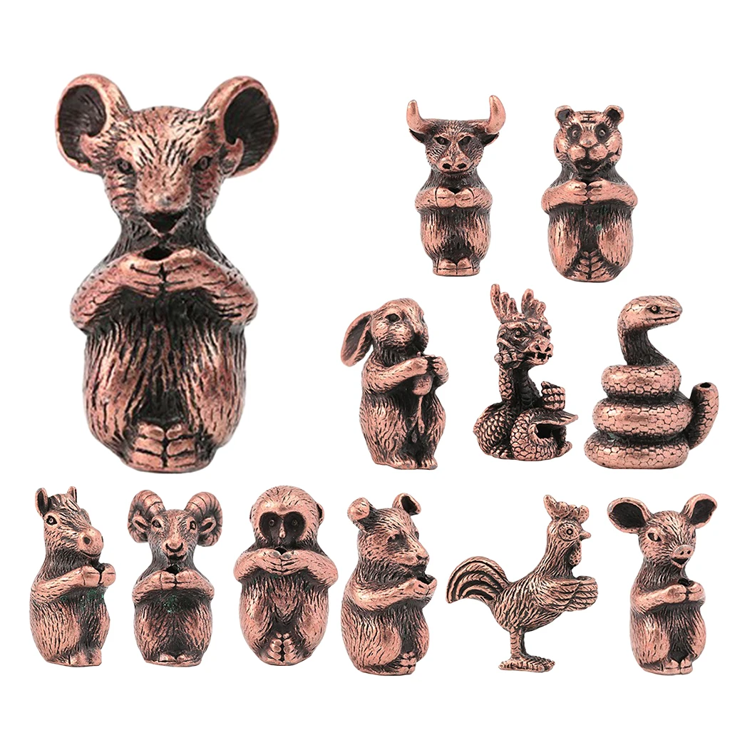 Мини Размер Медный китайский фэн шуй Зодиак животное удача богатство офис
