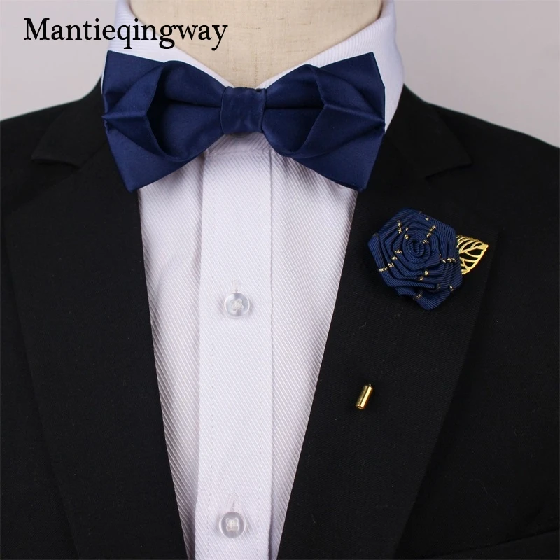 Mantieqingway официальная Мужская брошь Бант Набор для мужских костюмов сплошной цвет