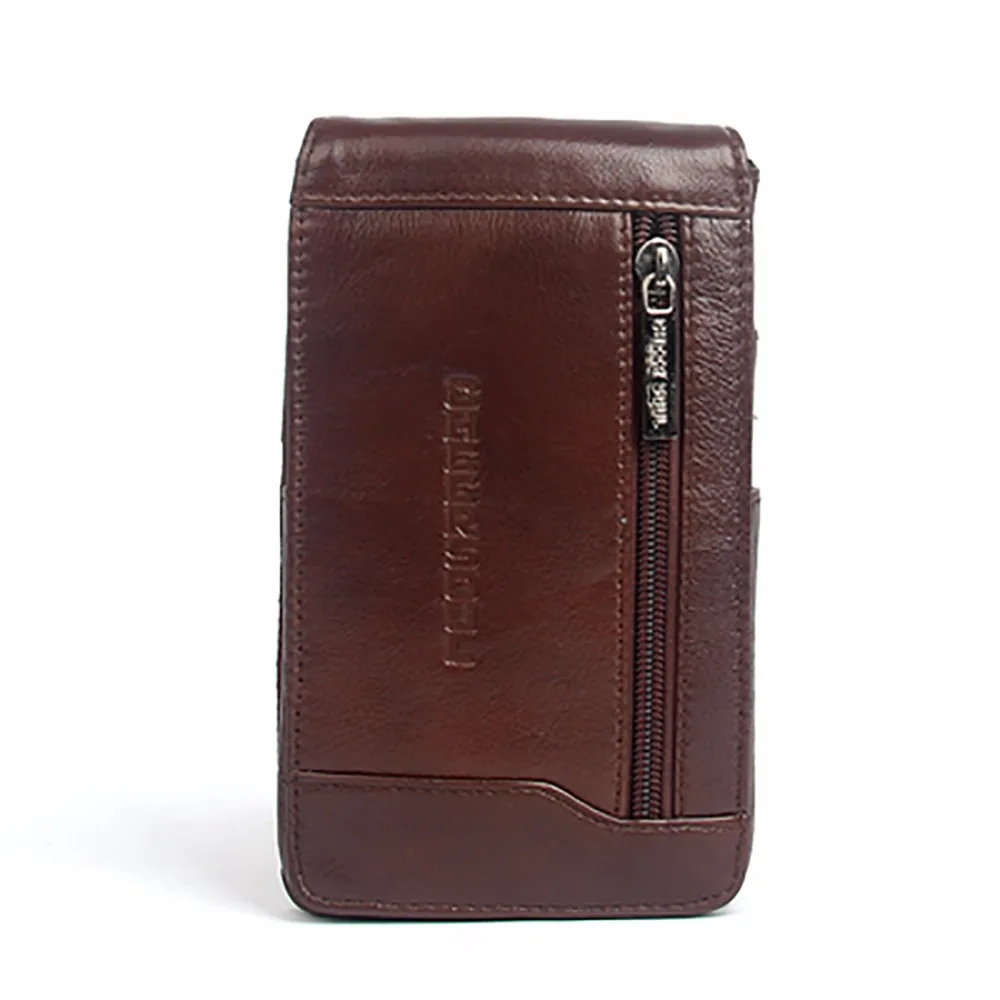 Лидер продаж Мужская поясная сумка из натуральной кожаный чехол для мобильного