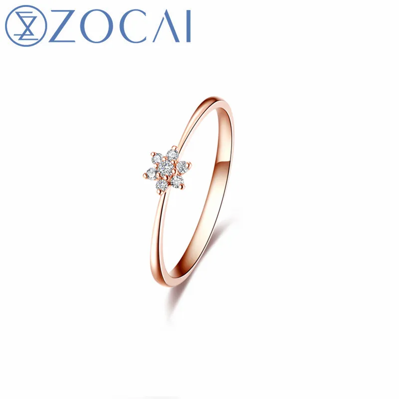 

ZOCAI New Arrived Ring Sun flower Total 0.06 CT Diamond Ring with Real 18K Rose Gold (Au750) W80109T