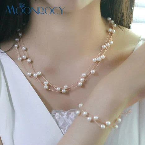 MOONROCY бесплатная доставка модное ожерелье и серьги цвета розового золота с