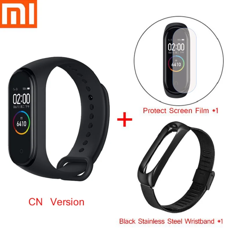 CN Film Black Steel Глобальная версия Xiaomi mi Band 4 фитнес-трекер для плавания спортивный mi Band 4 0,9" цветной AMOLED экран Смарт-браслет Bluetooth 5,0 - Цвет: CN Film Black Steel