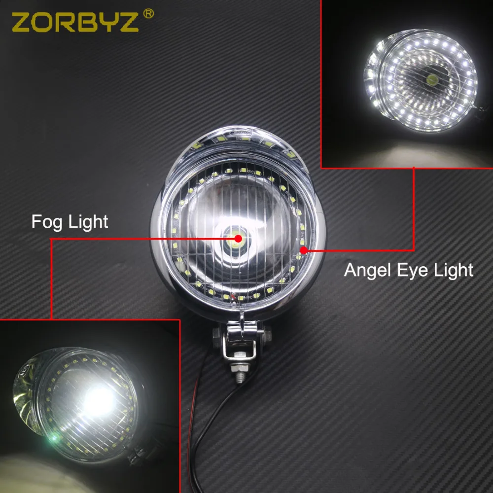 ZORBYZ хром точечные Противотуманные фары светодиодные Белые/синие ангельские
