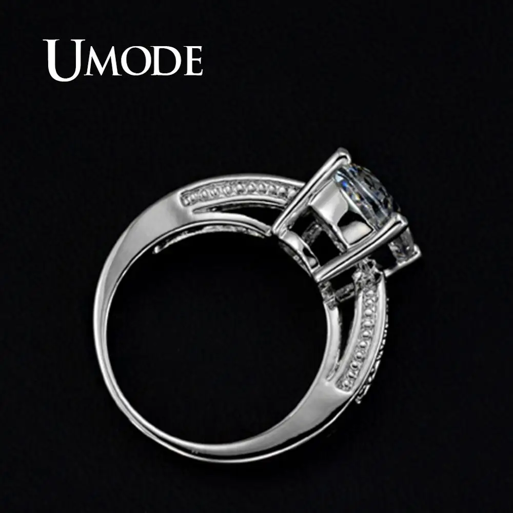 UMODE 5ct яйцо кубического циркония Обручальные кольца с кристаллами для женщин массивные обручальные кольца Роскошные Дизайнерские трендовые ювелирные изделия UR0004