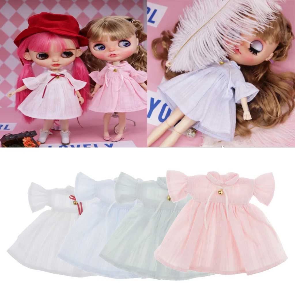 Fashion Girl Doll Clothes fit for 1/6 Pullip 12inch Dolls Round Collar Dress with Bowknot Candy Color | Игрушки и хобби
