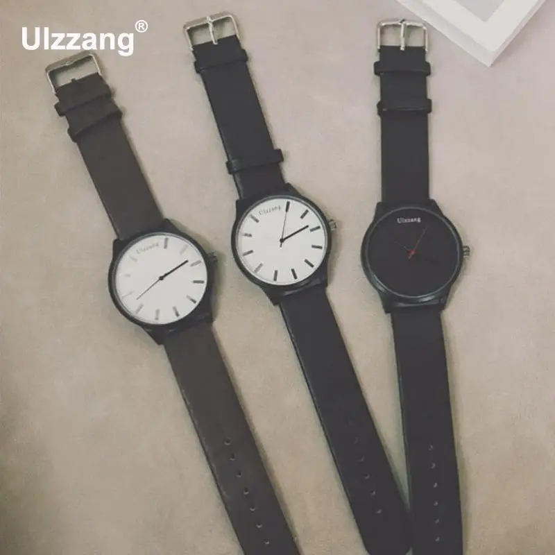 Модные Простые Стильные мужские часы черные коричневые кожаные кварцевые