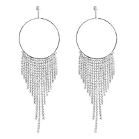 long rhinestone evening earrings for women fashion bridal crystal dangle earing luxury wedding statement party jewelry
