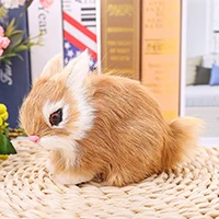 yellow Мех Мини реалистичный милый белый плюш кролики мех реалистичные животные Пасхальный кролик Игрушечный Кролик модель день рождения - Цвет: yellow