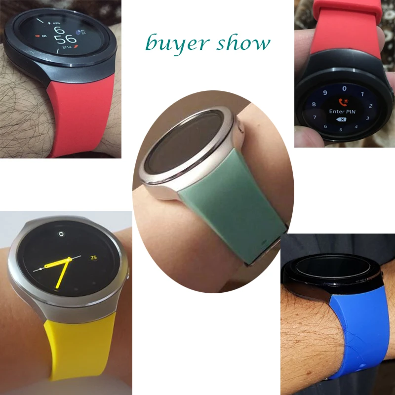 Ремешок силиконовый для наручных часов сменный прочный браслет Samsung Galaxy Gear S2