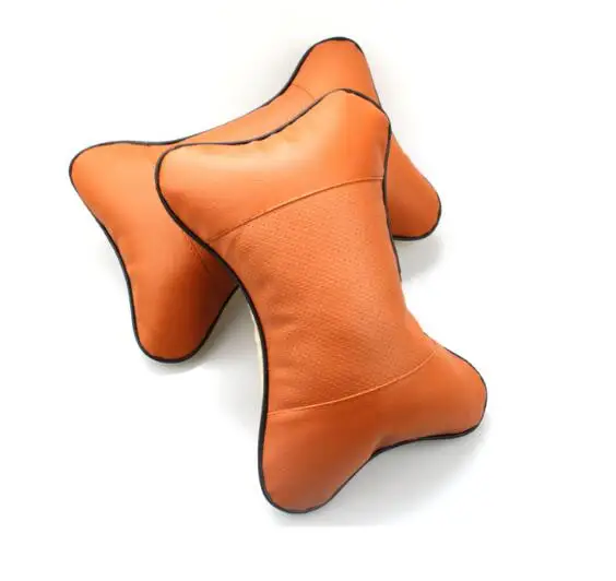 2 Pieces New Arrival Car Neck Pillows Both Side Pu Leather Single Headrest Fit For Most Cars Filled Fiber Universal Pillow | Автомобили и