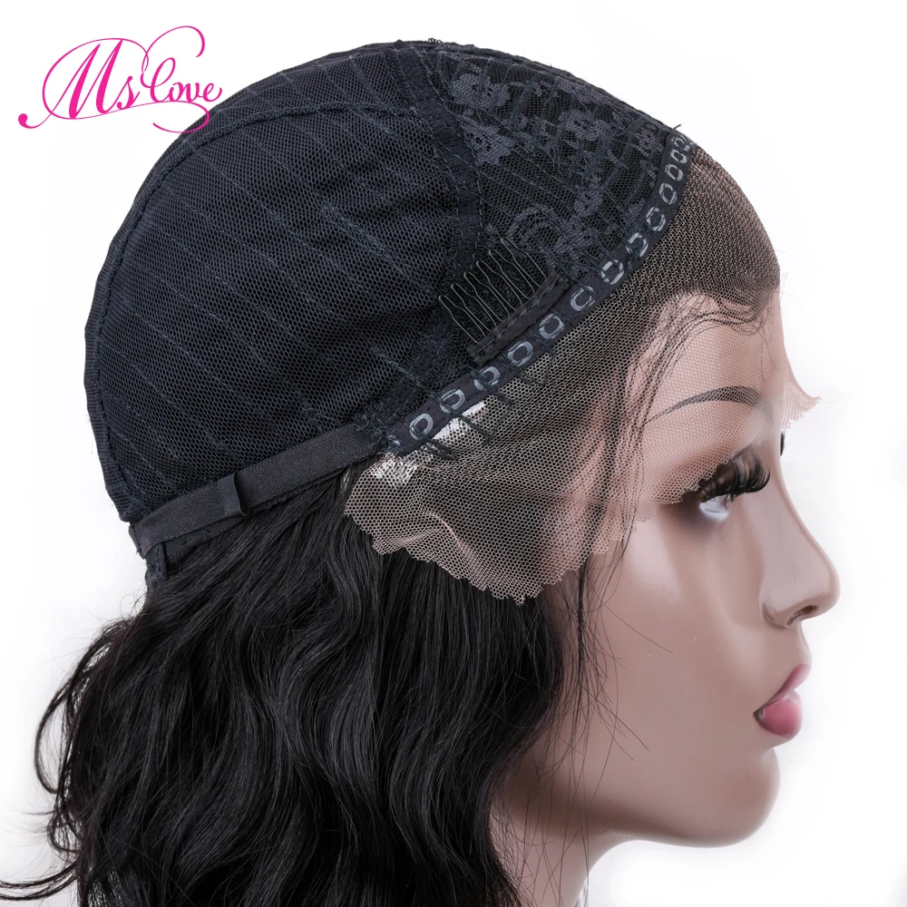 MS любовь Синтетические волосы на кружеве человеческих волос парики объемная