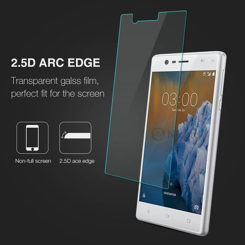 Screen Protector For Nokia 3 5.0 inch Nicotd 9H 2.5D Premium Glass Tempered Nokia3 2017 Protective Film | Мобильные телефоны и