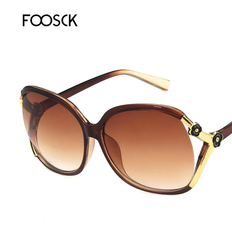 C2Brown FOOSCK Модные солнцезащитные очки Брендовые дизайнерские роскошные сексуальные женские/мужские круглые солнцезащитные очки - Цвет линз: C2Brown