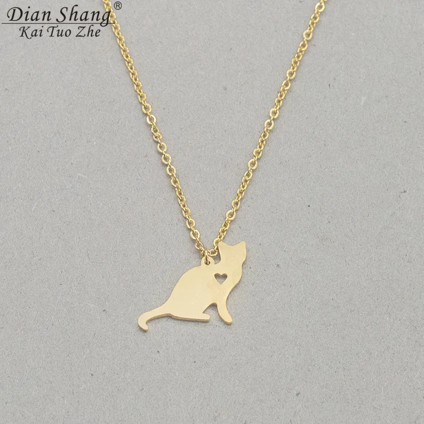 Fashion Feline Jewelry Cat Lover Necklace Stainless Steel Gold Silver Color Chain Collares Collier Children's Bff Gifts 2017 New| |