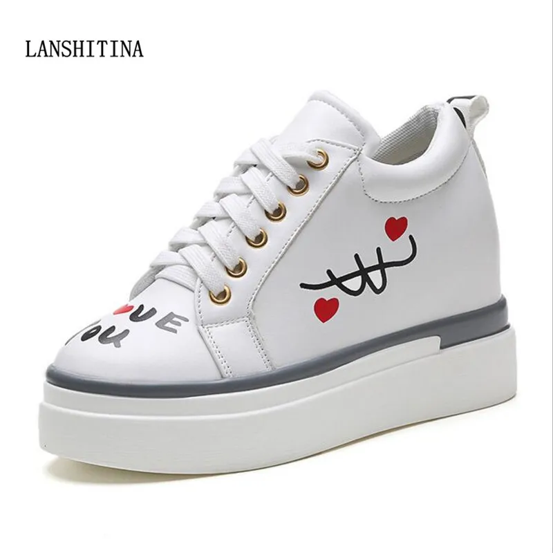 LANSHITINA/2017 г. Лидер продаж женская повседневная обувь на платформе для торта