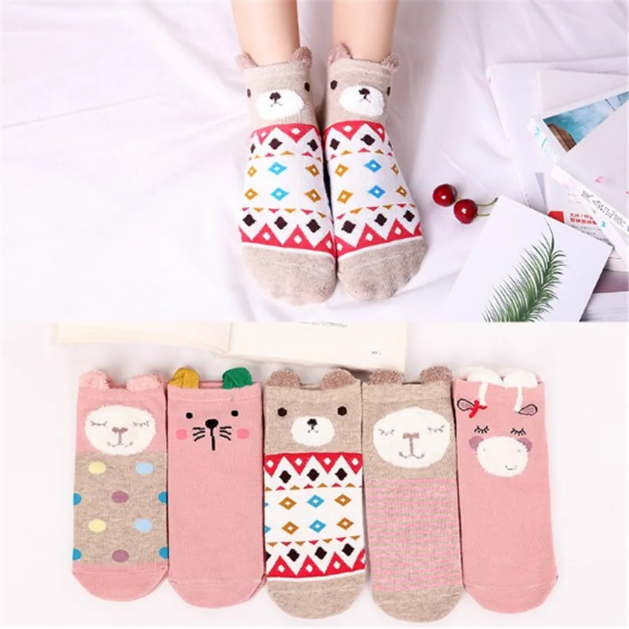 10 шт. Новое поступление женские хлопковые носки розовые милые короткие до