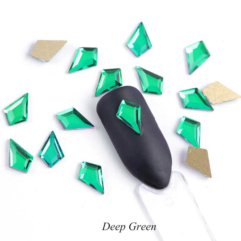 Deep Green 10 шт. Стразы ab crystal Diamond золотые наклейки для ногтей-задняя блеск страз драгоценного камня украшения ваших ноготков, 3D Подвески Ювелирные изделия CH739-1 - Цвет: Deep Green