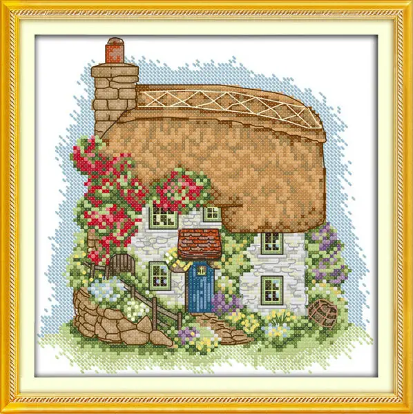 Cream cottage Delicate Printed on Canvas DMC Counted Chinese Cross Stitch Kits printed Cross-stitch set Embroidery Needlework | Дом и сад