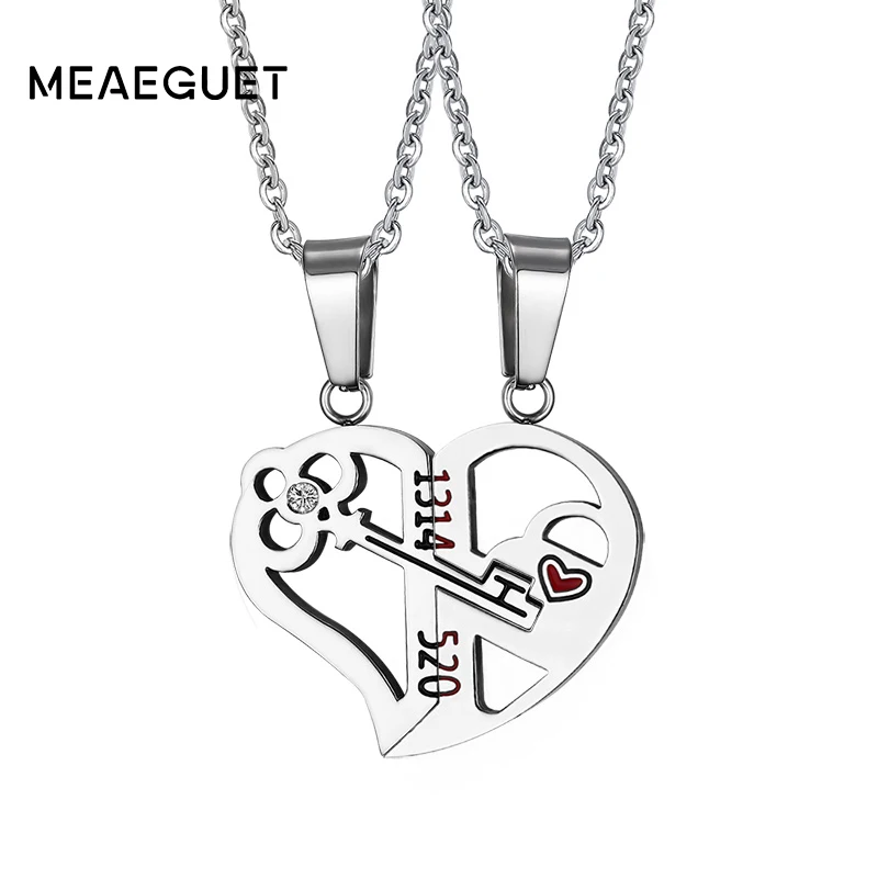 Meaeguet романтические пары сердце ключ кристалл кулон ее и его любовь Цепочки
