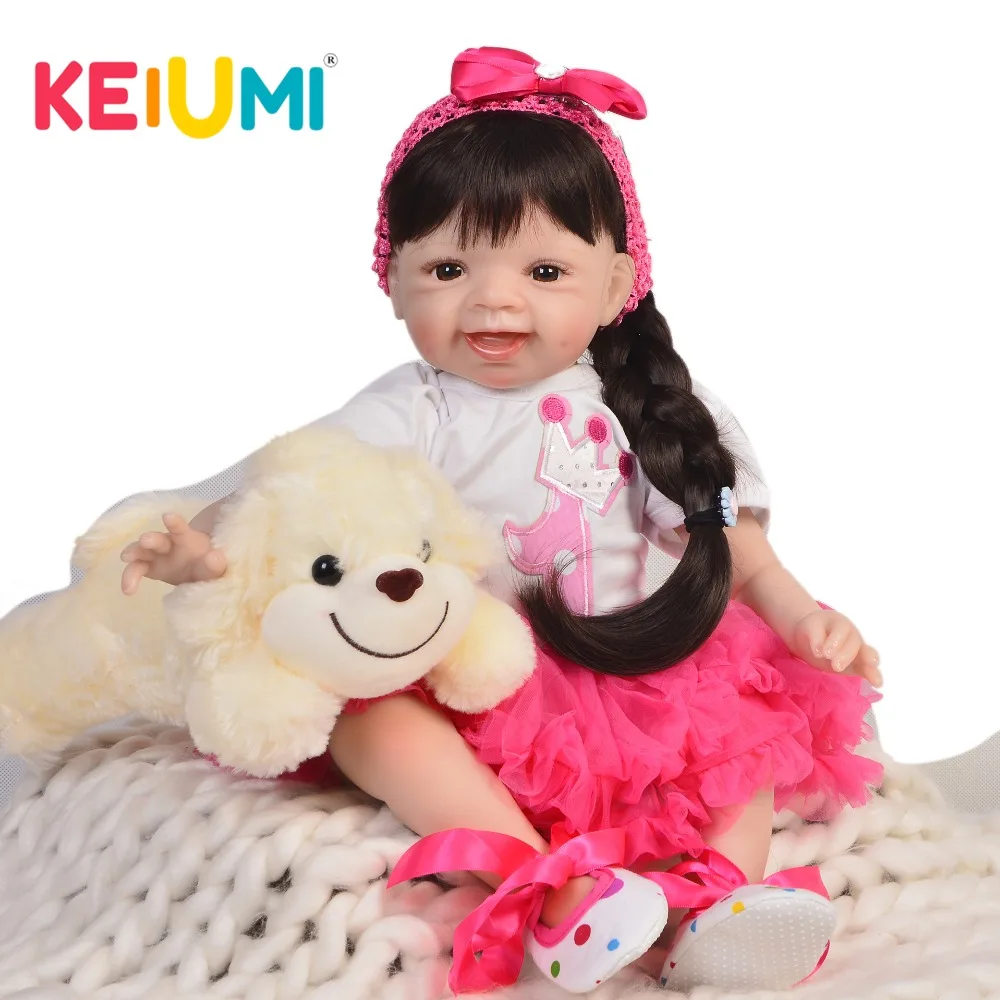 KEIUMI Smile Reborn Baby 55 см мягкие силиконовые реалистичные куклы принцессы для