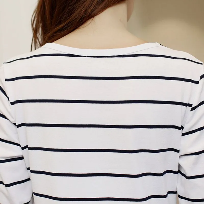 

New Fashion Maternity Strped Tee nursing T-Shirt Breast Feeding Clothes For Pregnant Women Feeding Clothing Gravida Top